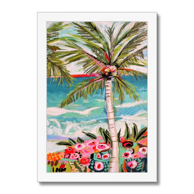 Palm Tree Wimsy II by Karen Fields - Wrapped Canvas Painting Bay Isle Home Format: White Framed Paper Print, Size: 34cm H x 24cm W on Productcaster.