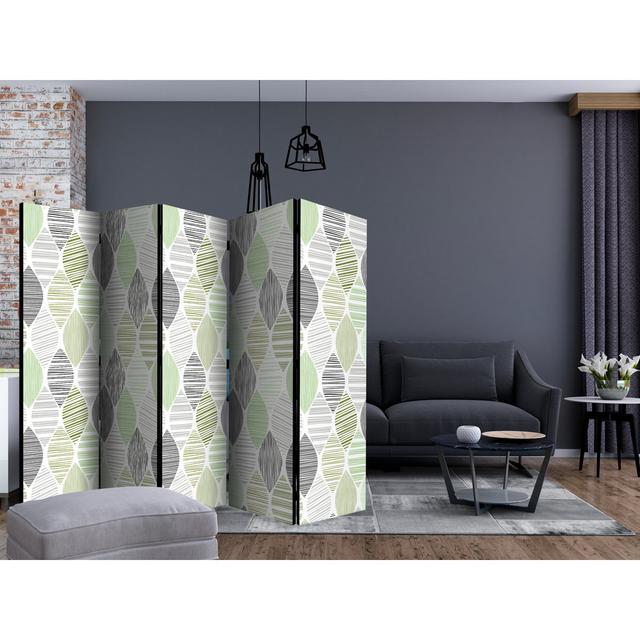 Room Divider - Tears II [Room Dividers] East Urban Home Colour: Green/Grey/White on Productcaster.