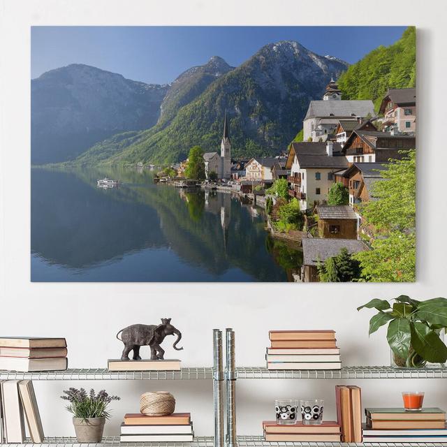 Hallstatter Lake and Mountain View - Wrapped Canvas Graphic Art Union Rustic Format: 260g/m² canvas, Size: 80cm H x 120cm W on Productcaster.