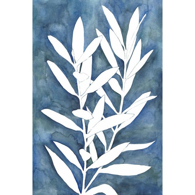 Indigo Leaves IV by Megan Meagher - Wrapped Canvas Painting Rosalind Wheeler Size: 30cm H x 20cm W x 3.8cm D on Productcaster.