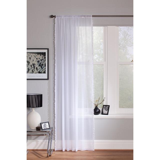 Acel Sheer Slot Top Voile Panel Panel World Menagerie Curtain Colour: White, Panel Size: 142 W x 122 D cm on Productcaster.