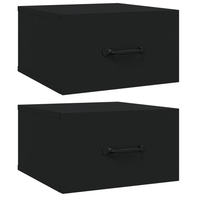 Set Of 2 Wall-Mounted Bedside Cabinets - White, 35X35x20 Cm Floating Nightstands Latitude Run Colour: Black on Productcaster.