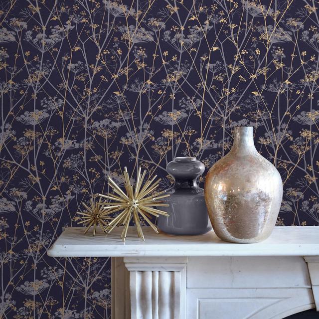 Clarissa Hulse Wild Chervil Floral Wallpaper Clarissa Hulse Colour: Violet/Yellow on Productcaster.