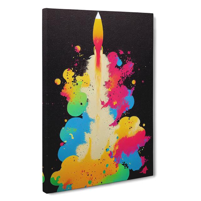 Paint Splashed Spaceship Rocket No.3 Abstract - Wrapped Canvas Print Latitude Run Size: 50cm H x 35cm W x 3cm D on Productcaster.