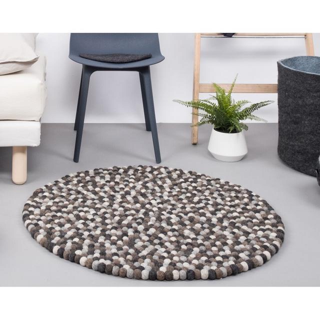 Wool Grey/Brown Rug Myfelt Rug Size: Round 120cm on Productcaster.