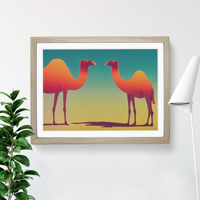 Two Camels - Picture Frame Graphic Art Natur Pur Size: 25cm H x 34cm W x 2cm D, Frame Colour: Oak Framed on Productcaster.