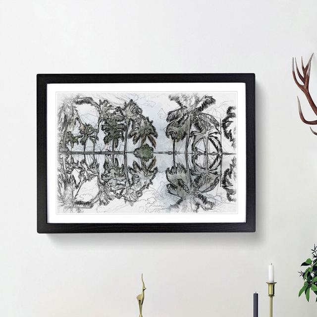 Palm Tree Reflections in Mauritius - Picture Frame Graphic Art Print East Urban Home Size: 45cm H x 63cm W x 2cm D, Frame Option: Black Framed on Productcaster.