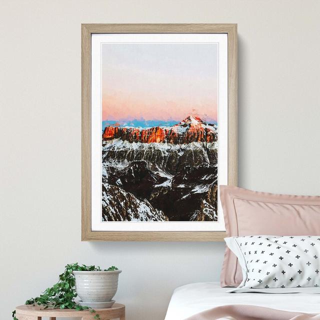 Pink Capped Mountains in Italy - Picture Frame Graphic Art Print East Urban Home Frame Option: Oak, Size: 60cm H x 40cm W x 2cm D on Productcaster.