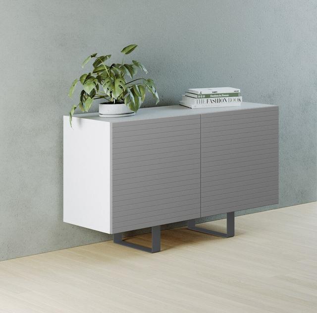 Sideboard Lazlo 96 cm Ebern Designs Colour: White/Concrete on Productcaster.