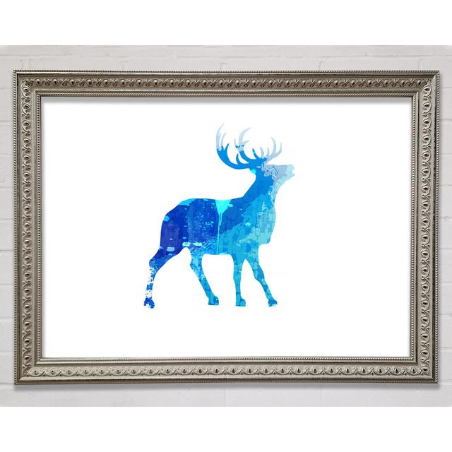 Blue Stag Calling - Druck Union Rustic Format: Poster mit silberfarbenem Rahmen, Größe: 42 cm H x 59,7 cm B x 3 cm T on Productcaster.