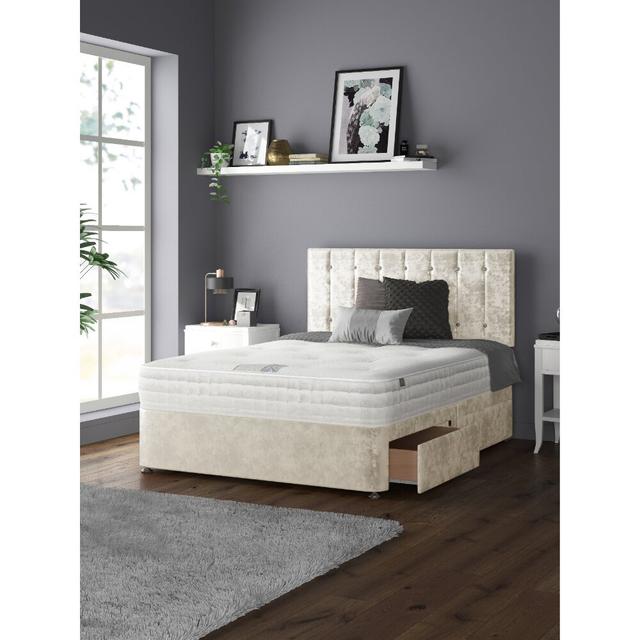 Fain Divan Bed Base Rosdorf Park Colour: Cream, Storage Type: 2 Foot-end Drawers, Size: Super King (6') on Productcaster.