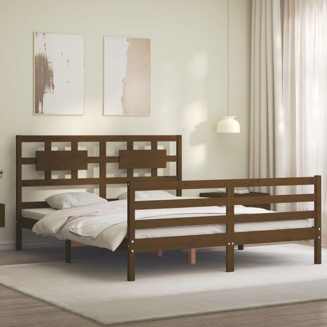 Lucertia Small Single (2'6) Solid Wood Bed 17 Stories Colour: Honey Brown, Size: European Kingsize (160 x 200cm) on Productcaster.