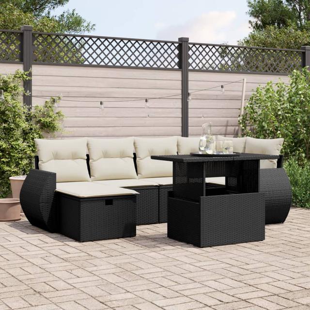 Vidaxl 7-Tlg. Garten-Sofagarnitur Mit Kissen Schwarz Poly Rattan DEvidaxl Farbe: Cremeweiß on Productcaster.