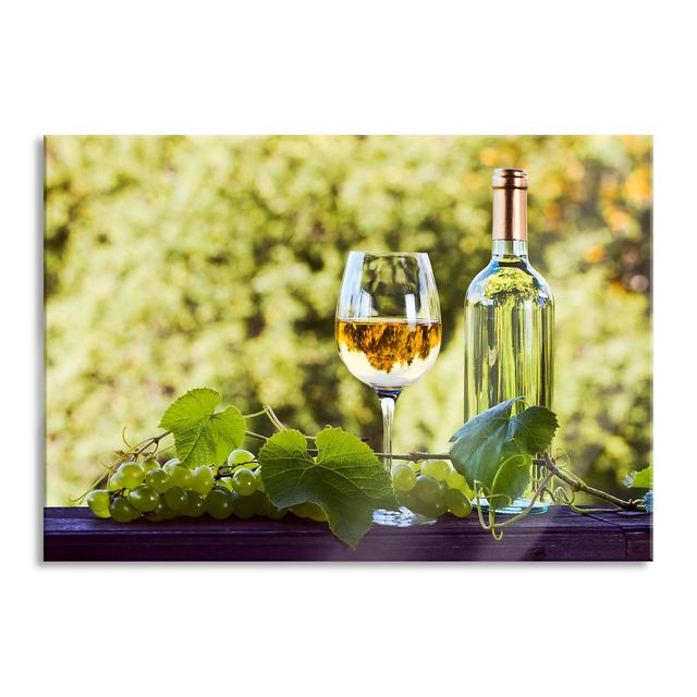 Glass picture | Mural on real glass Wine and grapes including suspension and spacers 1739 Brayden Studio Size: 60cm H x 80cm W on Productcaster.