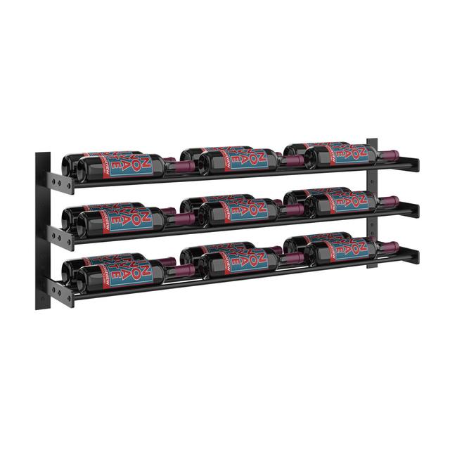 Evolution Series Wine Wall Rack 381Mm (18 Bottles, Matte Black Frames With Matte Black Rods) Belfry Kitchen Colour: Brown on Productcaster.