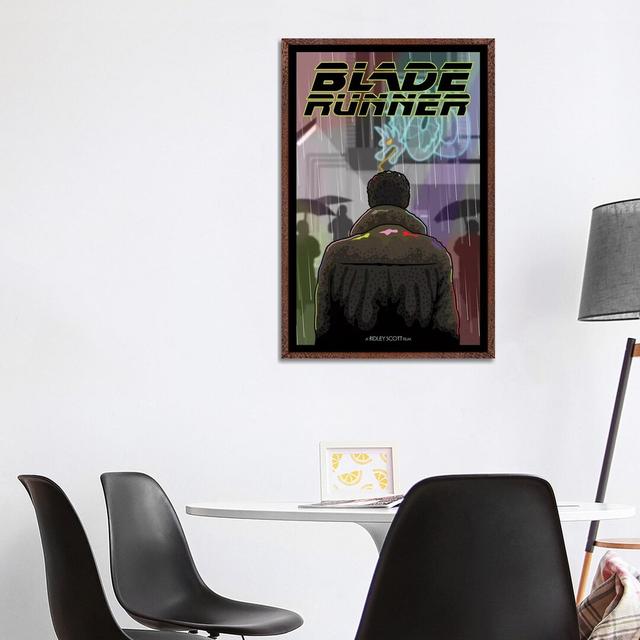 Blade Runner I Happy Larry Format: Classic Brown Wood Framed, Size: 101.6cm H x 66.04cm W x 3.81cm D on Productcaster.