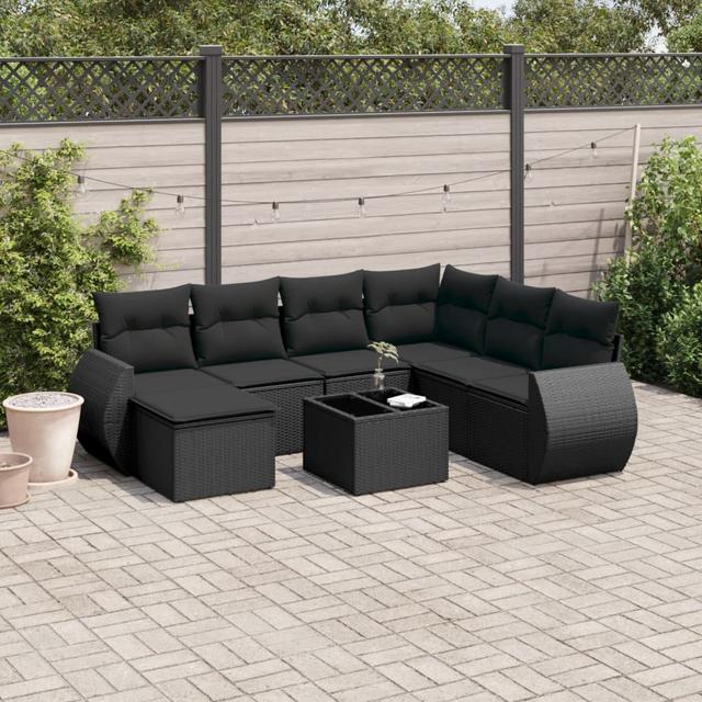 Vidaxl 8-Tlg. Garten-Sofagarnitur Mit Kissen Schwarz Poly Rattan 4 DEvidaxl Rahmenfarbe: Schwarz, Farbe des Kissens: Schwarz on Productcaster.