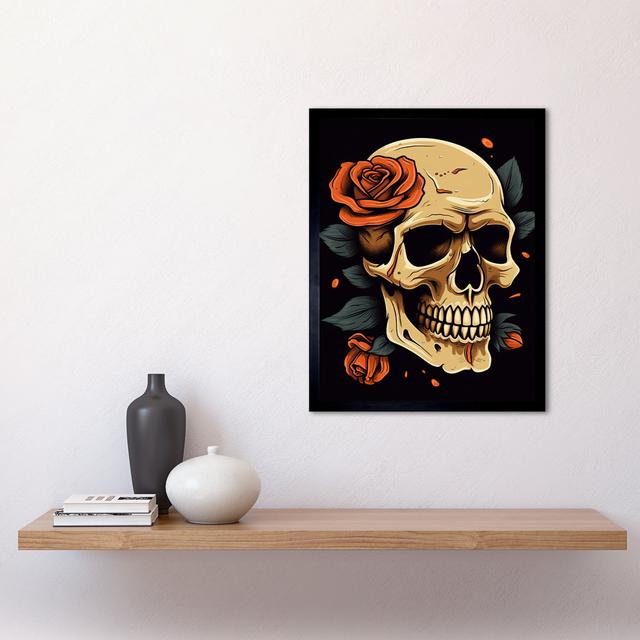 Aamia Skull Roses Dark Old School USA Tattoo Ink Body Americana 50s - Print Happy Larry on Productcaster.