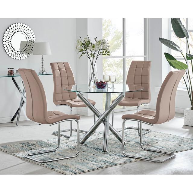 Chowchilla Dining Set with 4 Chairs Canora Grey Colour (Chair): Cappuccino on Productcaster.