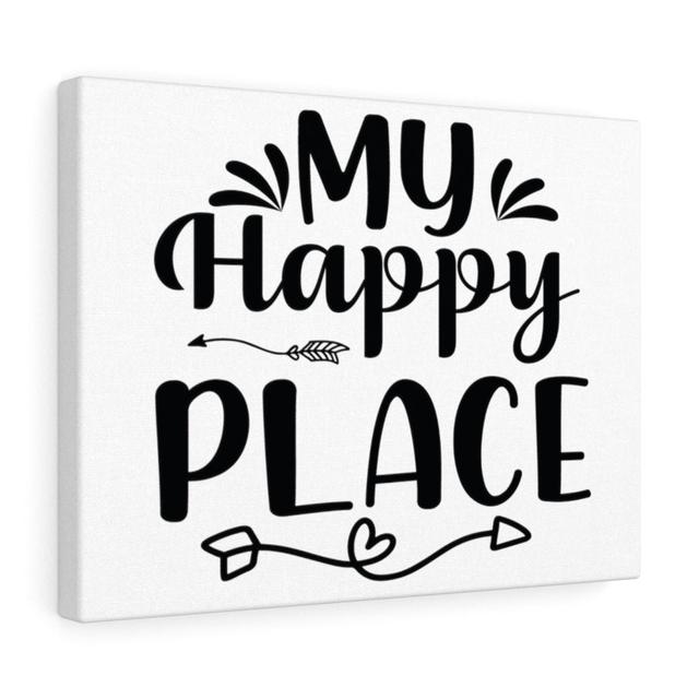 My Happy Place - Wrapped Canvas Typography Blue Elephant on Productcaster.