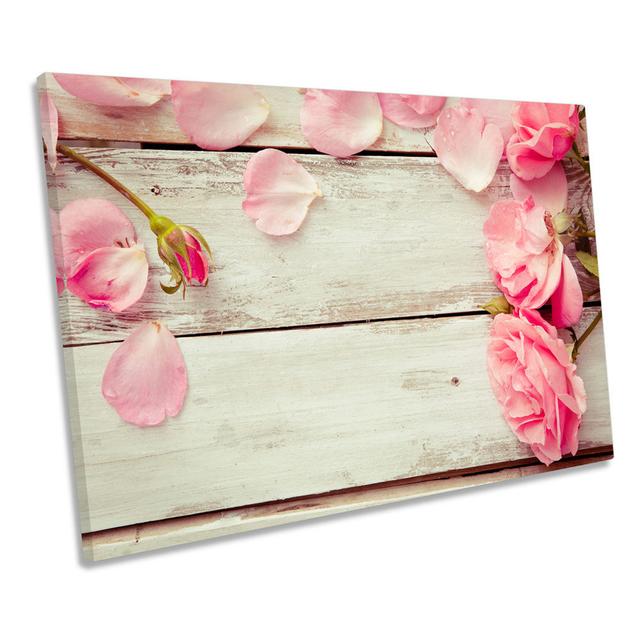 Rose Petals Shabby Elegance CANVAS WALL ART Picture Print Ebern Designs Size: 61cm H x 91.4cm W x 4cm D on Productcaster.