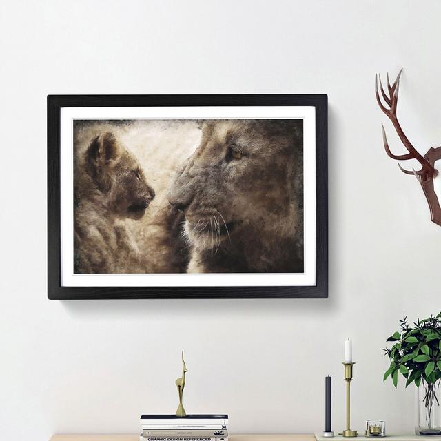 Lion Cub with Its Mother - Picture Frame Painting Print on MDF East Urban Home Frame Option: Black Framed, Size: 33cm H x 45cm W x 2cm D on Productcaster.