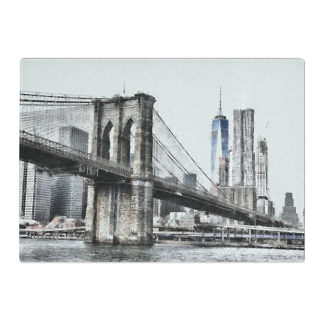 Tempered Glass Brooklyn Bridge in New York Chopping Board East Urban Home Size: 20 cm x 28.5 cm on Productcaster.