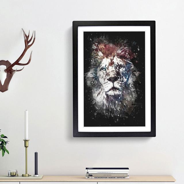 Lion Abstract Paint Splash - Picture Frame Graphic Art East Urban Home Frame Option: Black Framed, Size: 45cm H x 33cm W x 2cm D on Productcaster.