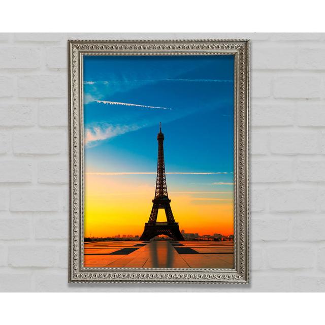 Eiffel Tower Sunset 1 Framed Print Brayden Studio Size: 118.9cm H x 84.1cm W x 3cm D, Format: Silver Framed Paper on Productcaster.