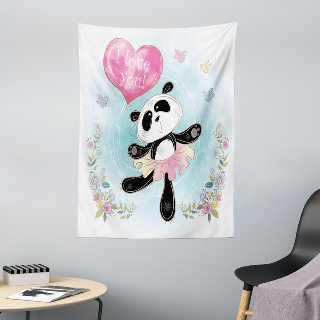 Tapestry, Heart Balloon Panda, Pale Blue Multicolor Abakuhaus Maße: 150 cm H x 110 cm B on Productcaster.