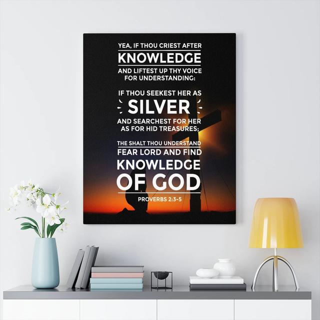 Knowledge Of God - Wrapped Canvas Print Blue Elephant Size: 61cm H x 46cm W on Productcaster.