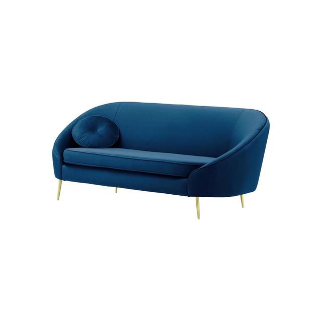 Kooper 3 Seater Velvet Sofa Canora Grey Upholstery Colour: Navy on Productcaster.