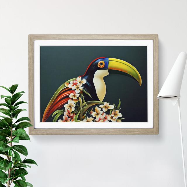 Tremendous Toucan Bird - Single Picture Frame Print Marlow Home Co. Frame Colour: Oak, Size: 46cm H x 64cm W x 2cm D on Productcaster.