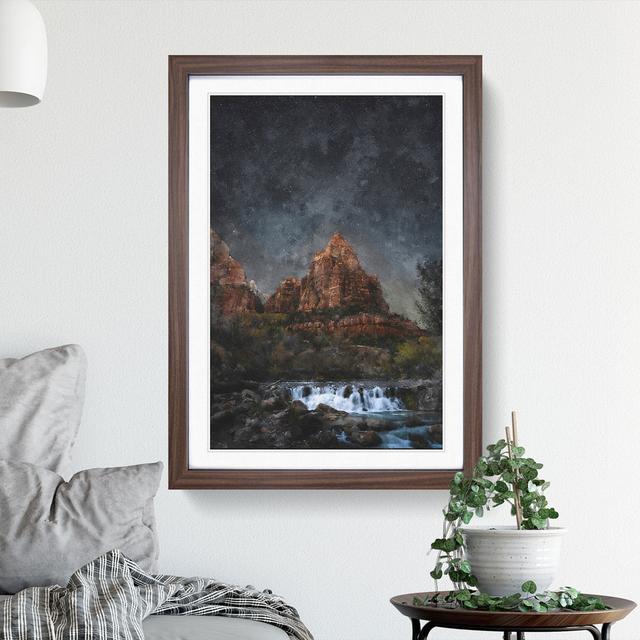 Stars Above Zion National Park in Utah - Picture Frame Graphic Art East Urban Home Size: 36cm H x 27cm W x 2cm D, Frame Option: Walnut on Productcaster.