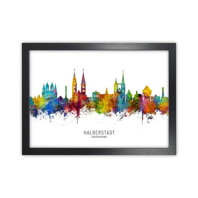 Halberstadt Deutschland Skyline by Michael Tompsett - Graphic Art Latitude Run Format: Black Framed, Size: 25cm H x 34cm W x 3cm D on Productcaster.