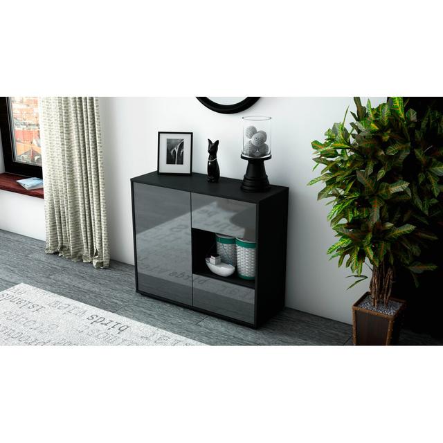 Quebec 3 Door 3 Drawer Sideboard Latitude Run Colour (Body/Front): Anthracite/High-gloss grey on Productcaster.