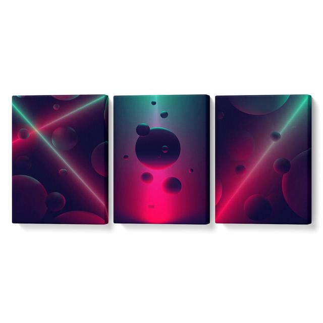 Lasers in Space - 3 Piece Wrapped Canvas Art Prints Set Ebern Designs Size: 122cm H x 244cm W x 10cm D on Productcaster.