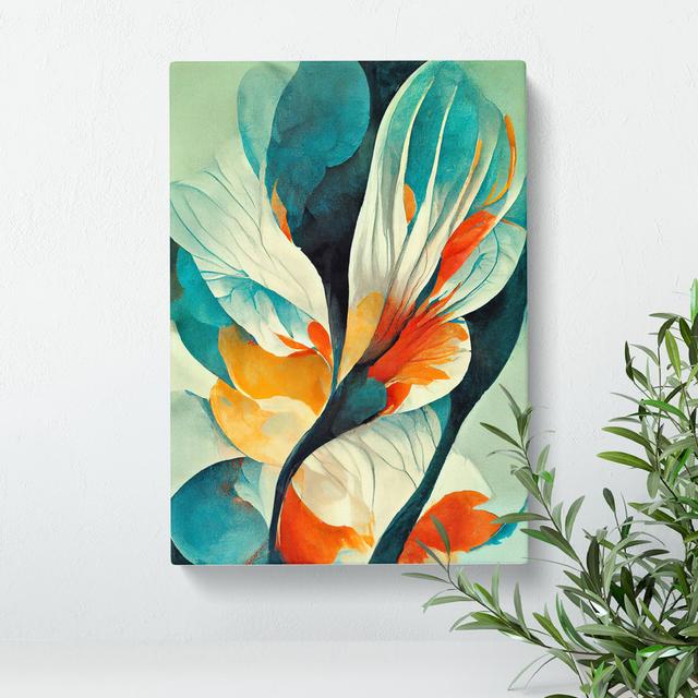 Colourful Abstract Flowers No.5 - Wrapped Canvas Graphic Art Marlow Home Co. Size: 76cm H x 50cm W on Productcaster.