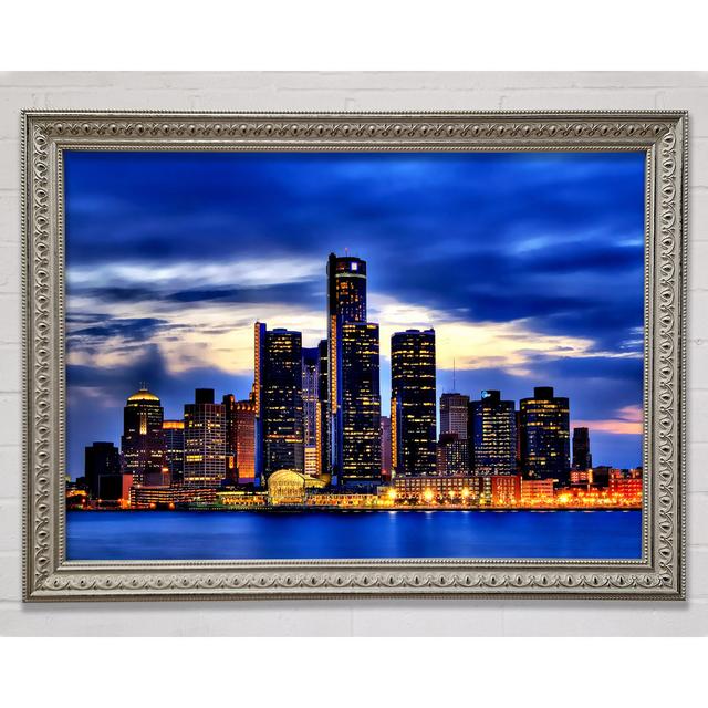 The City Of Lights Blue Silveren Framed Print Ebern Designs Size: 42cm H x 59.7cm W on Productcaster.