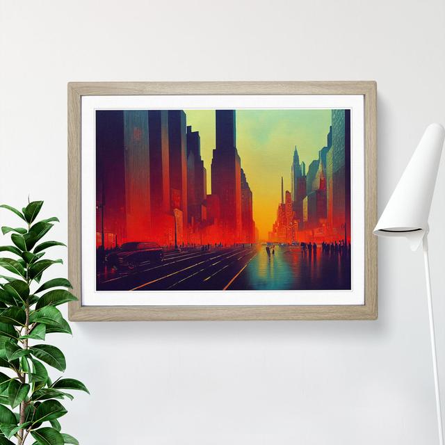 XH1022-6149X Modern New York Skyline Vol.3 - Single Picture Frame Print 17 Stories Size: 46cm H x 64cm W x 2cm D, Frame Colour: Oak on Productcaster.