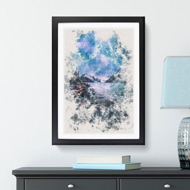 Chephren Lake In Canada Watercolour - Picture Frame Graphic Art East Urban Home Frame Option: Black Framed, Size: 63cm H x 45cm W x 2cm D on Productcaster.