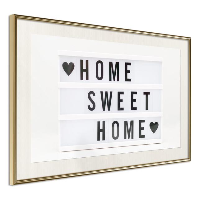 There is No Place Like Home - Picture Frame Typography Happy Larry Frame Option: Gold Framed, Size: 60cm H x 90cm W x 2cm D on Productcaster.