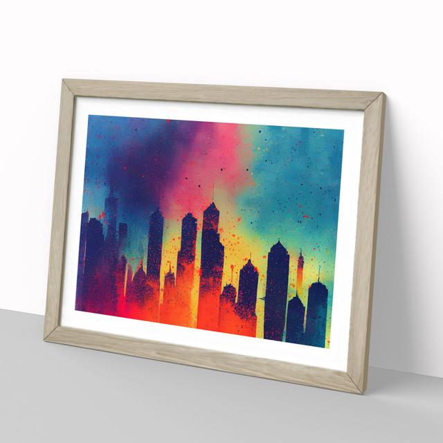 Skyscraper Skyline Splashed Vol.1 Abstract - Picture Frame Graphic Art Latitude Run Frame Colour: Oak Framed, Size: 25cm H x 34cm W x 2cm D on Productcaster.