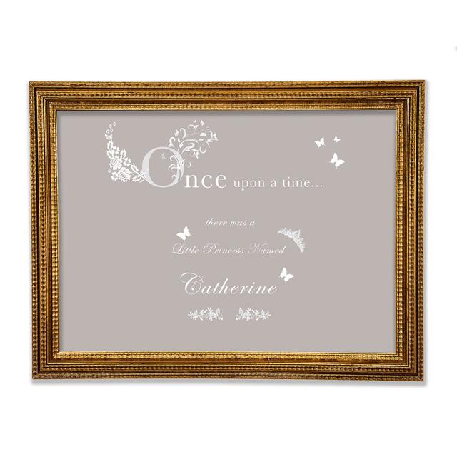 Girls Room Quote Once Upon A Time Your Name Framed Print Happy Larry Colour: Beige, Size: 42cm H x 59.7cm W x 3cm D on Productcaster.