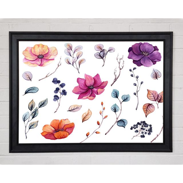 Selection Of Lovely Flowers - Print Rosalind Wheeler Size: 59.7cm H x 84.1cm W x 1.5cm D, Frame Colour: Matte Black Framed Paper on Productcaster.