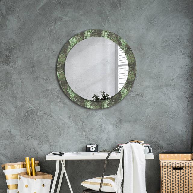 Huldar Round Glass Framed Wall Mounted Accent Mirror in Green East Urban Home on Productcaster.