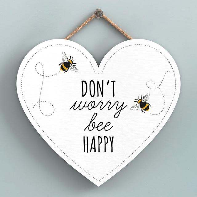 Dont Worry Bee Happy Wall Décor Happy Larry Size: 16cm H x 17cm W x 0.9cm D, Finish: White on Productcaster.