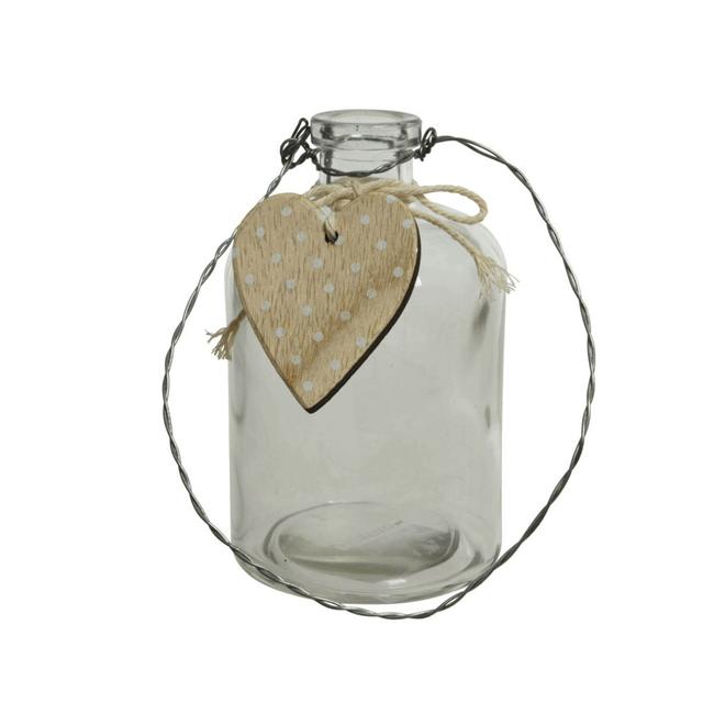 Hanging Glass Vase With Wood Heart 12.5Cm Brambly Cottage on Productcaster.