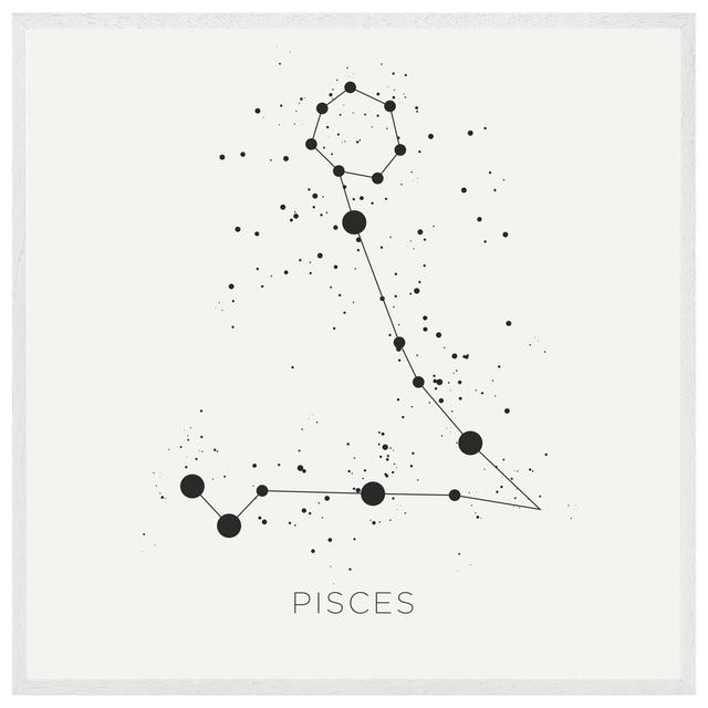 Arimo Star Constellation Zodiac Pisces - Single Picture Frame Art Prints Maturi Size: 61cm H x 61cm W x 4cm D, Frame Colour: White on Productcaster.