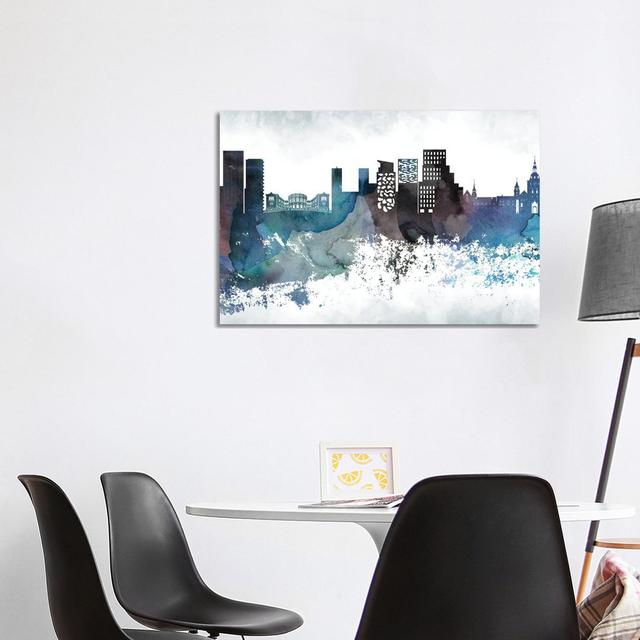 Oslo Bluish Skyline by WallDecorAddict - Wrapped Canvas Print Latitude Run Size: 66.04cm H x 101.6cm W x 1.91cm D on Productcaster.